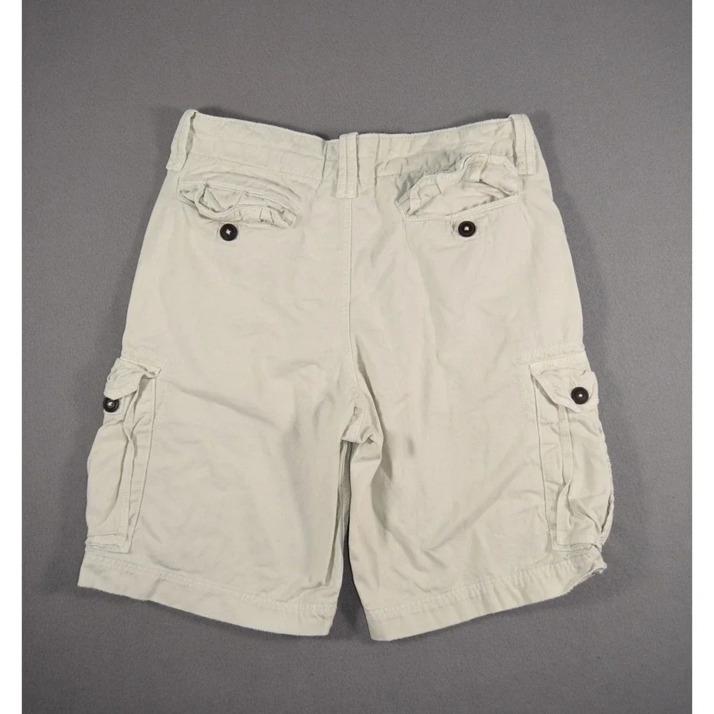 American Eagle Cargo Shorts Mens 33 Khaki Heavyweight Cotton Classic Baggy 11in